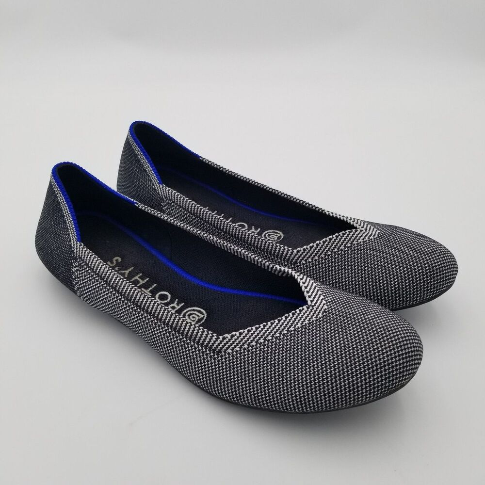 Rothy's The Flat Dark Grey Birdeye Ballet Style Round Toe Shoes Women's Size 8